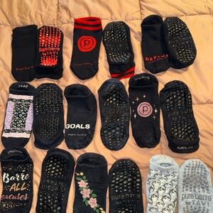 Pure Barre Non-Slip Grip Socks - Black and Gray